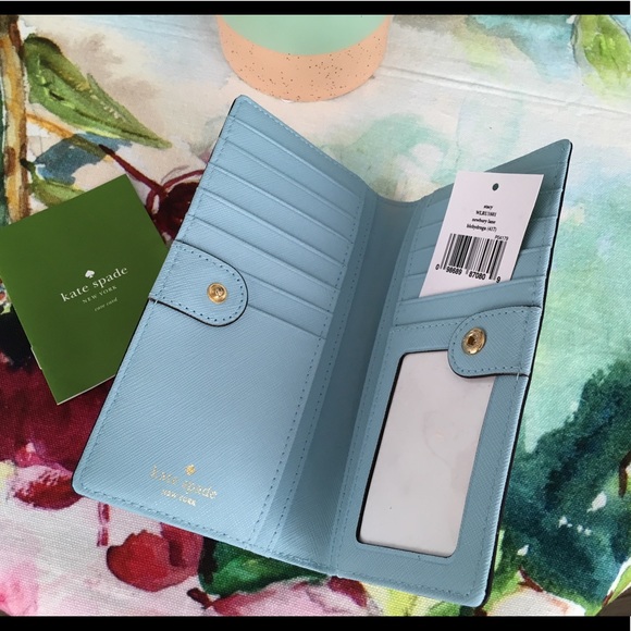 kate spade Handbags - NWT kate spade 'Stacy' wallet in blue hydrangea